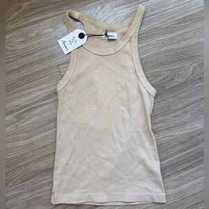 NWT Rowan Women’s Pruitt Racerback Tank Top 100% Ribbed Cotton Sz S Beige